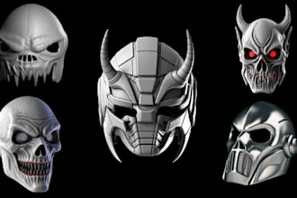 custom 3d mask 3d helmet cosplay armor 3d halloween mask stl file  for printing