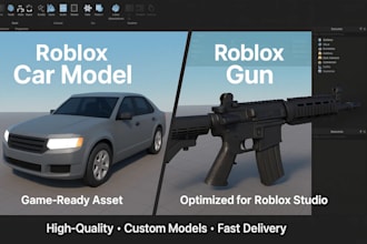 professionally model 3d  roblox cars, roblox gun model roblox weapon, any model