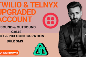 setup verified twilio telnyx account, sip trunk, auto dialer, 3cx configure, pbx