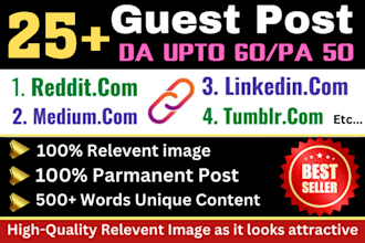create 25 high quality dofollow guest post backlinks for SEO and ranking