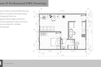convert your sketch or PDF into a technical dwg floor plan