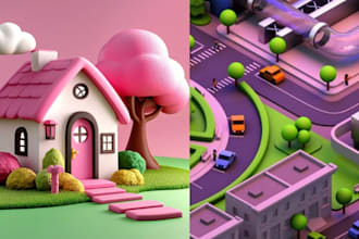 create 3d environment 3d isometric 3d weapons unity assets 3d building low poly
