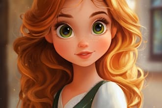 draw couple portrait in disney cartoon illustration for gift