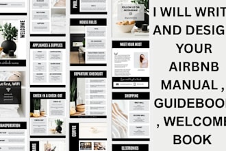write and design your airbnb house manual, listing , guidebook, or welcome book