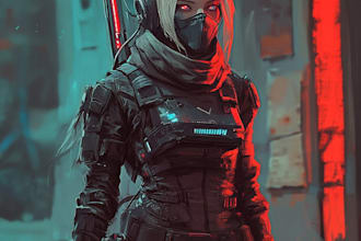draw fantasy, sci fi, cyberpunk character art for you