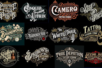 do custom vintage retro, tattoo, barbe shop lettering, victorian logo design