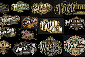 custom typography hand drawn lettering vintage retro logo tattoo barber shop