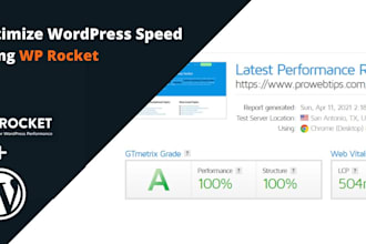wordpress website speed optimization using wp rocket