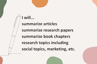 draft summaries of any articles, books, and researches