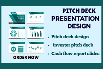 design fundraising investor pitch deck , report slide and cashflow presentation