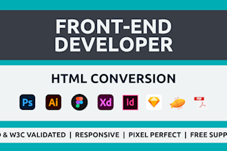convert figma, PSD, xd, sketch, and PDF to responsive HTML