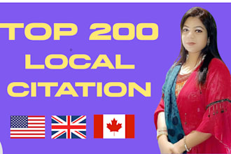 do 200 local citation and business listing for your local business