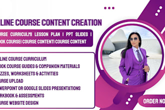create online course content, curriculum, ebook course lesson plan and ppt slide