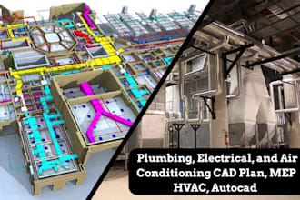 plumbing, electrical, and air conditioning cad plan, mep hvac, autocad