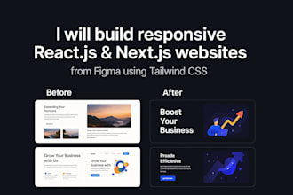 convert figma to react js and develop modern next js website, react js web app