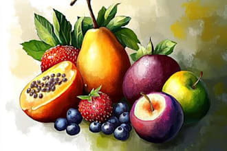 draw realistic illustrations of flowers, plants, fruits, etc