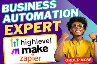 setup business automation using make com made zapier gohighlevel n8n integromat