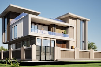 craft 3d condominium exterior,resort park,palazzo,villa facade,3d interior decor