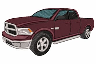 do embroidery digitizing into dst,pes,jef,emb,hus in 1 hour