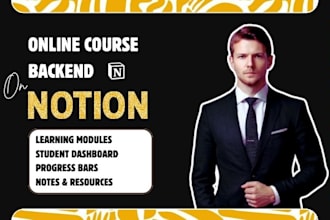 build custom notion backend system for your online course, notion setup, notion