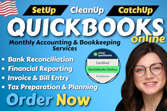 do monthly clean up bookkeeping and reconciliation in quickbooks online, wave