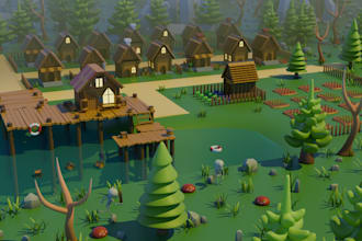 create stylized 3d low poly illustrations