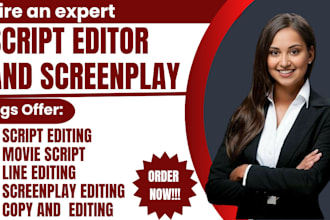 edit, proofread, and format screenplay, film script, and movie script editing