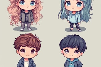 make japanese anime or manga art character illustration