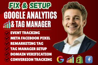 set up google analytics 4 shopify, meta facebook pixel, ga4 ecommerce tracking