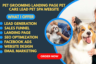design pet grooming landing page pet care lead pet hygiene, pet spa website