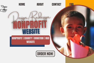 design non profit website for ngo, non profit, charity donation, 501c3 website