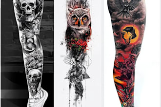 do sleeve tattoo design, tattoo cover up, realistic tattoo design
