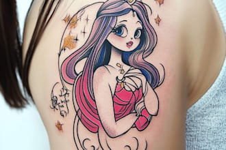 make comic cartoon anime tattoo design