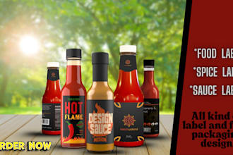 do bottle label for sauce label, spice label, food label and product label