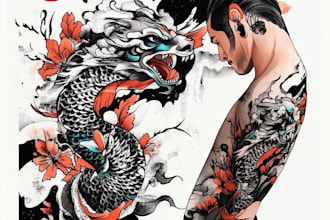 create your japanese custom tattoo design and illustration