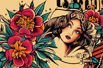 create any design in traditional tattoo or old school style