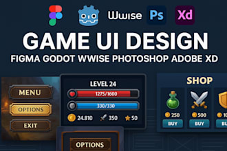 game UI design figma godot wwise photoshop adobe xd game UI UX interface system