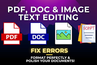 pdf, word doc, image data amendment and correction