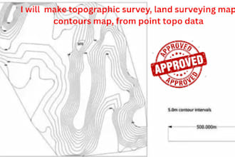 make topographic survey, land surveying map, contours map, from point topo data