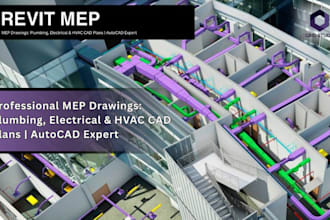 professional mep drawings, plumbing, electrical and hvac cad plans autocad