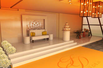 do a realistic 3d wedding stage, concert event, carnival, concert decor