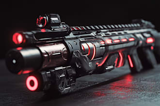 design detailed 3d weapons with an epic style