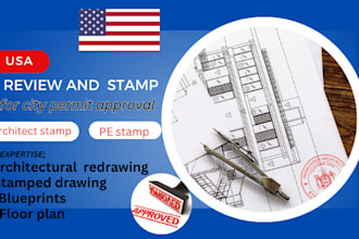 civil and structural 2d drawing, blueprint and stamp project for US city permit