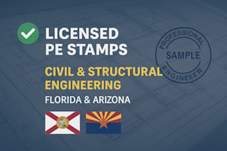 review and stamp as licensed civil structural and engineer in fl and az