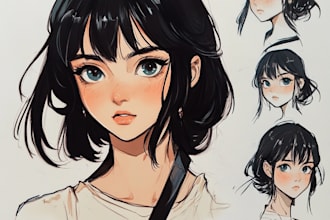 draw anime art character reference sheet vtuber