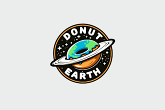 design whimsical donuts earth logo