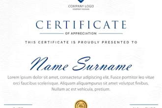 design professional certificates, diplomas, or custom certificate templates
