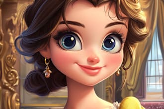 draw you a beautiful portrait in disney cartoon for gift