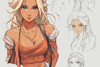 draw anime character design or reference sheet
