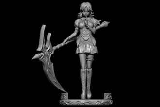 3d print anime character, miniature figurine,stl file, female statue,3d modeling